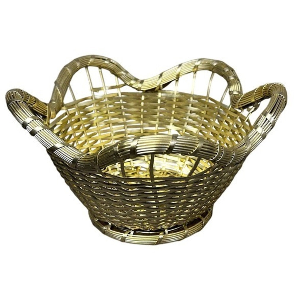 Woven Basket Gold Color Decorative Table Centerpiece Fruit Candy Bowl